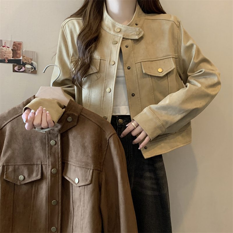 Large size autumn and winter new Korean design buckskin velvet loose slim short long-sleeved jacket for women
