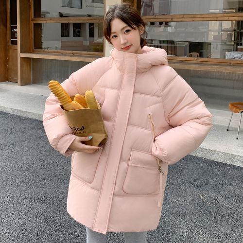 Down jacket women's mid-length winter Korean style new simple loose large size fat mm slim cotton jacket