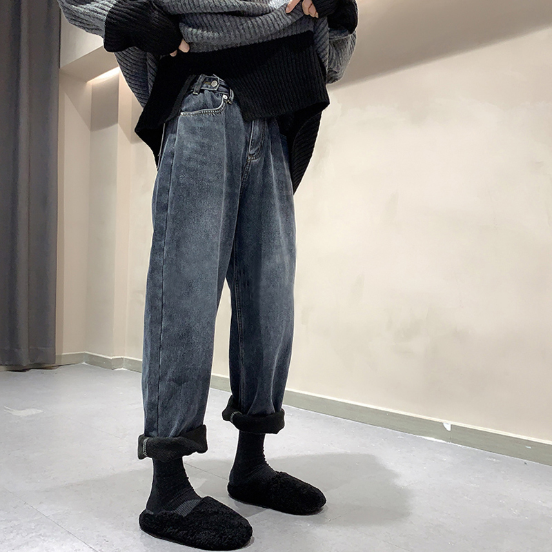 Plus-size velvet jeans for women, new winter style for fat girls, slim pants, retro high-waisted loose harem pants