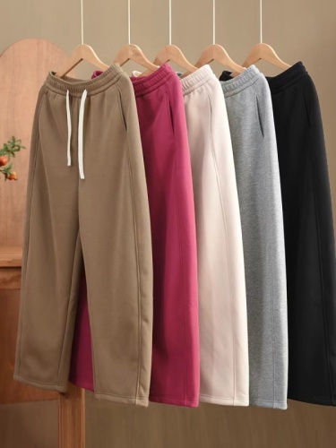 Winter thickened velvet retro loose knitted cotton casual women's outer wear drawstring cotton pants