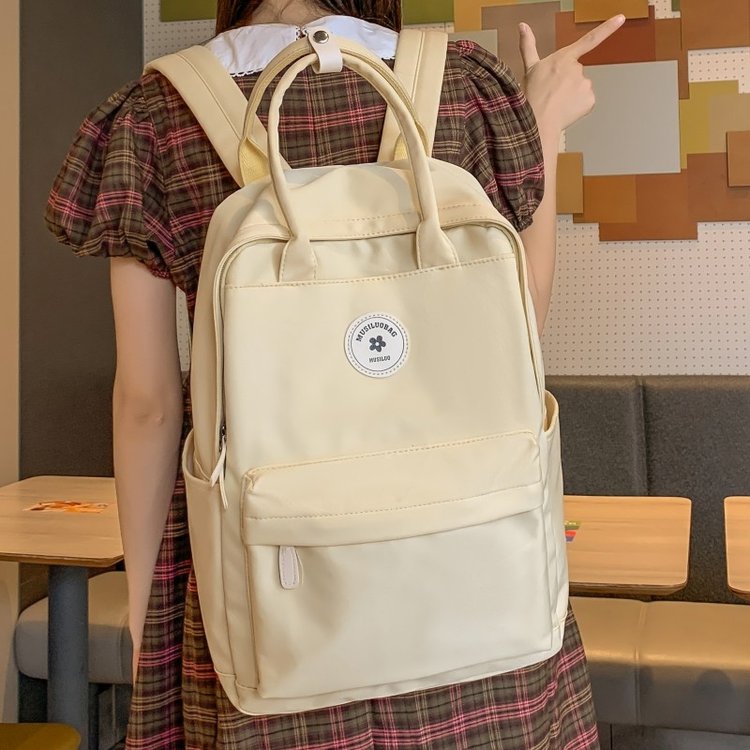 Korean style college style girl's backpack, Japanese style niche large capacity school bag, forest style solid color college student versatile backpack