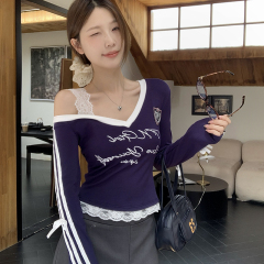 Plus size fat mm design sweet and spicy long-sleeved T-shirt women's autumn street tops