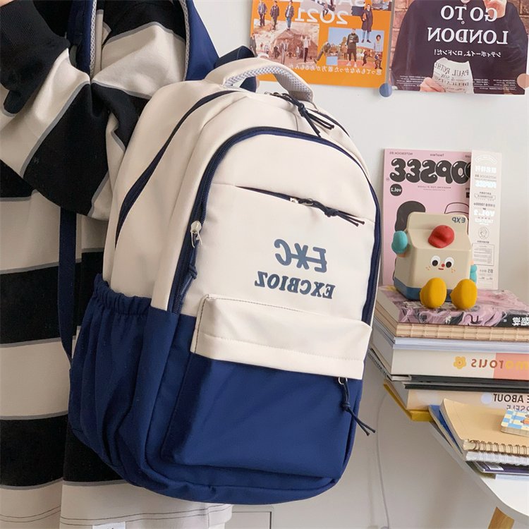 Backpack Contrast Color Large Capacity 2024 New Nylon Cloth School Bag Korean Style Fashion Brand Backpack Foreign Trade Cross-Border
