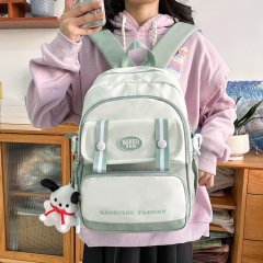 Backpack, schoolbag, women's contrasting color student backpack for travel, small, fresh, Korean version, Japanese style, new style, versatile double backpack