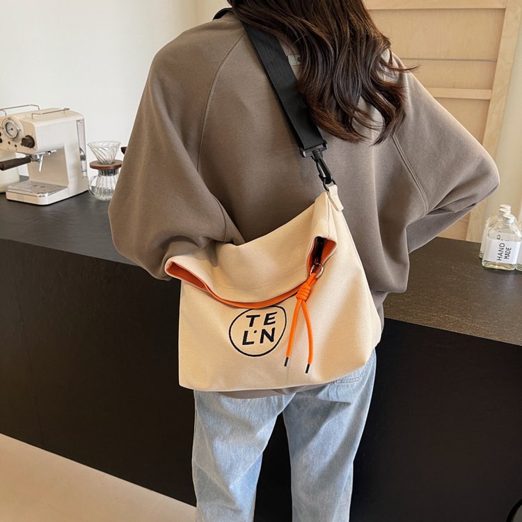 Cross-border canvas bag women's bag 2024 summer new casual commuter bag student class personalized shoulder crossbody bag
