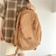 American retro high school student backpack female oldschool solid color ins style large capacity school bag travel backpack