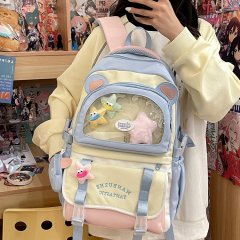 School bag female ins forest cute little bear earache bag junior high school and high school students large capacity computer backpack