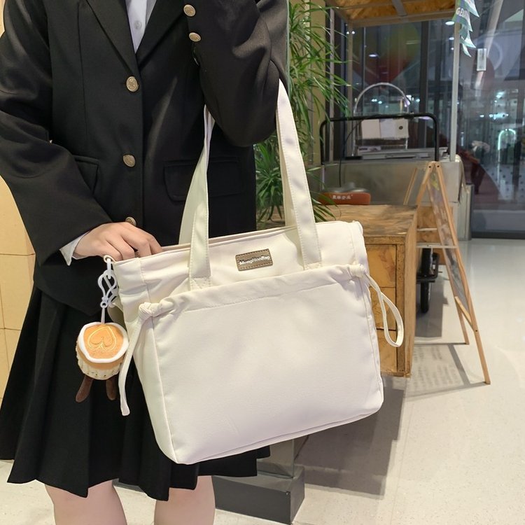 Large-capacity female college student attending class canvas tote bag 2024 new Ruiying work commuting portable shoulder bag
