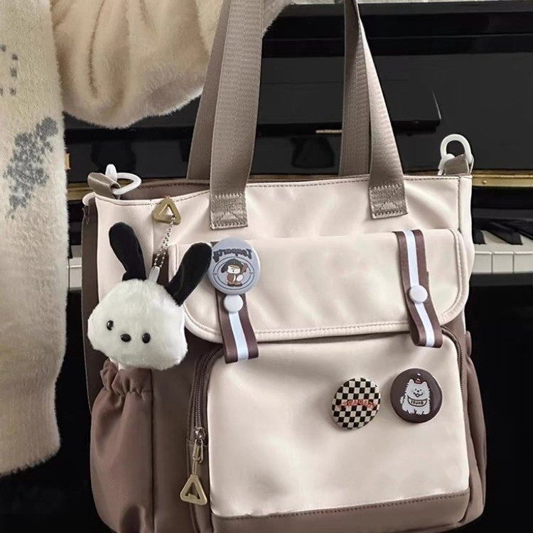 Japanese large-capacity versatile shoulder crossbody bag portable tutoring bag ins small fresh class commuting tote bag for women