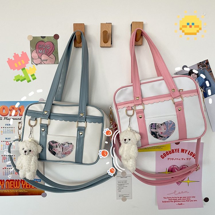Japanese anime peripheral cute soft girl jk uniform portable crossbody bag funny personality transparent card student bag