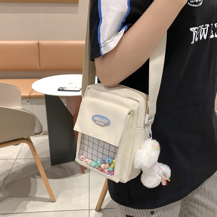 Japanese ins girl shoulder bag, versatile crossbody bag, cute transparent bar bag, millet bag, mobile phone bag