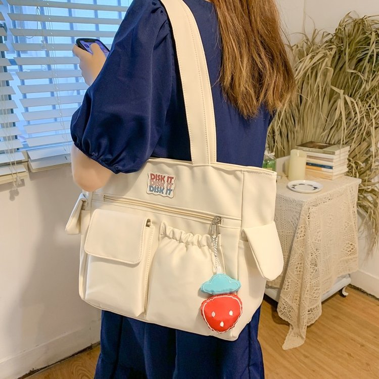 Large-capacity bag for women summer Korean ins simple versatile portable shoulder bag college student class commuting tote bag