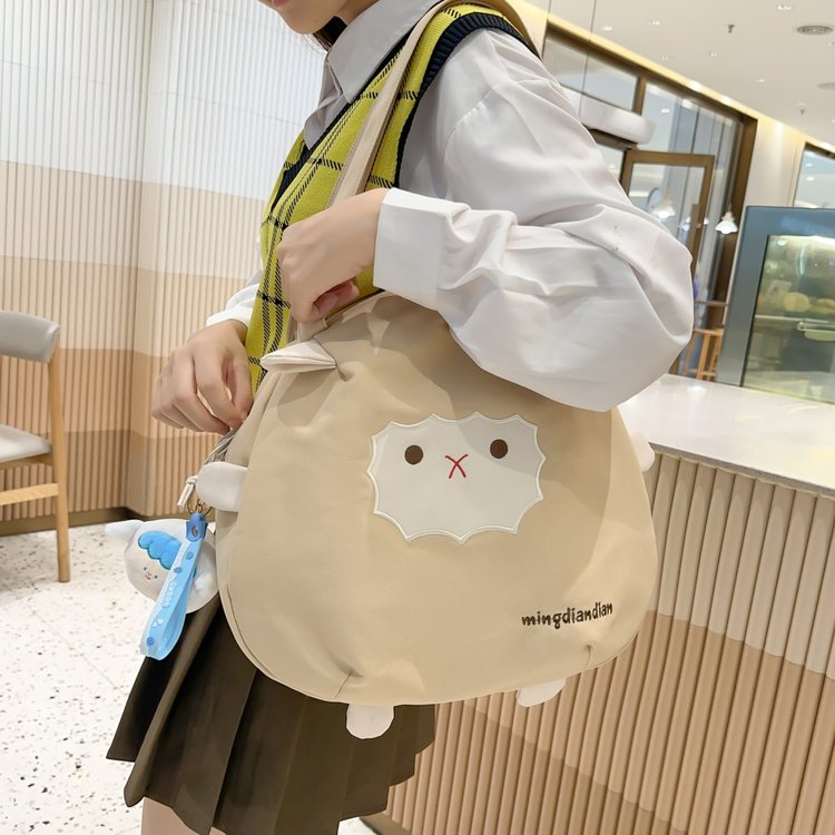 Kindergarten children's canvas lamb schoolbag Internet celebrity cute cartoon girl backpack little girl travel trendy backpack