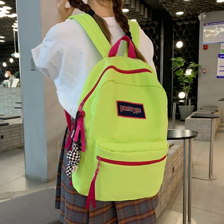 JS Jess backpack large capacity school bag backpack computer bag male and female students simple solid color campus travel waterproof