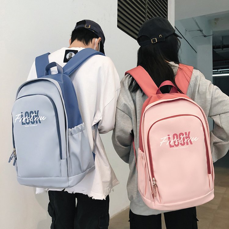 Japanese contrasting color casual backpack, men's simple large-capacity lightweight backpack, female junior high school students, high school students' school bags