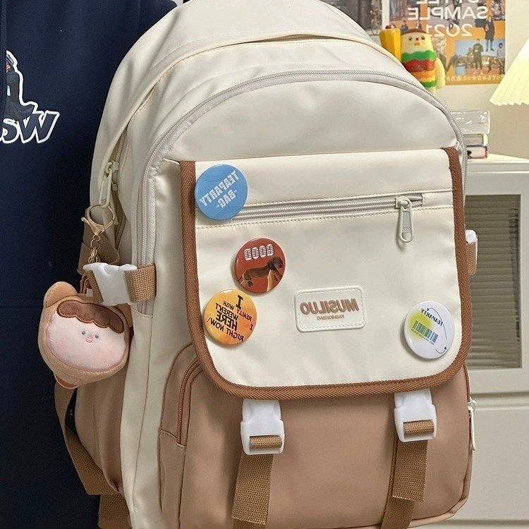 Backpack for primary and secondary school students 2024 new backpack Korean style fashion contrast color personalized bag commuting large capacity
