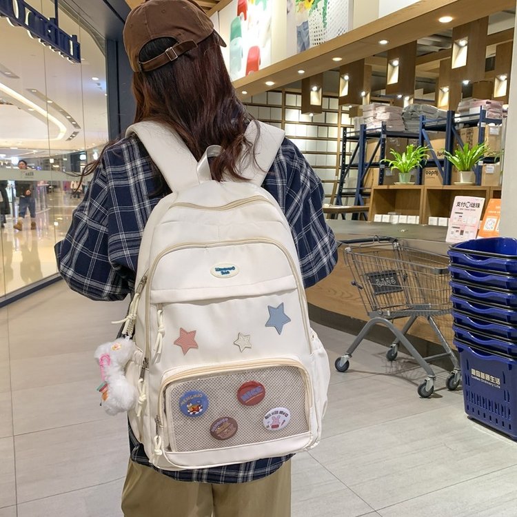 Japanese ins transparent badge large capacity versatile college style middle school student backpack sweet girl mini backpack
