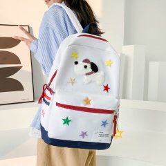 Large capacity ins girl American puppy school bag cute soft girl backpack cartoon student travel small backpack for women