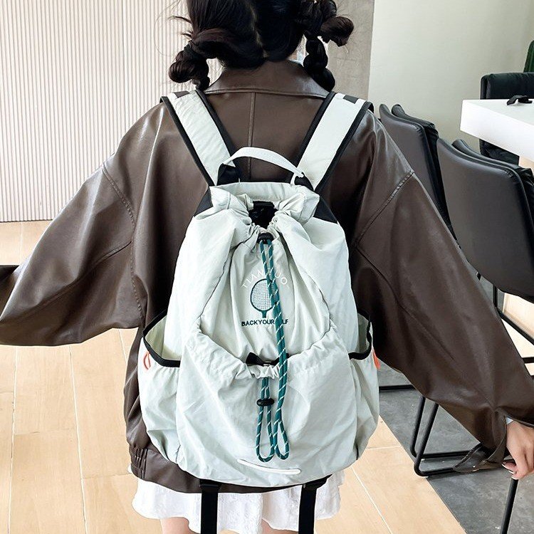Korean style drawstring backpack travel outdoor college student functional backpack men and women cycling badminton tennis bag