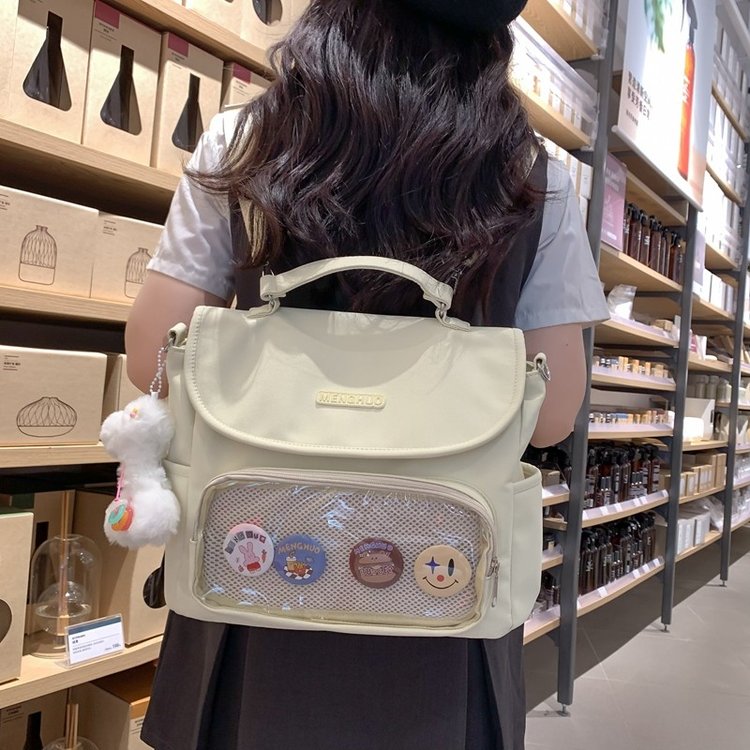 Korean version ins cute transparent Ruiying backpack junior high school college student travel casual backpack large capacity shoulder bag