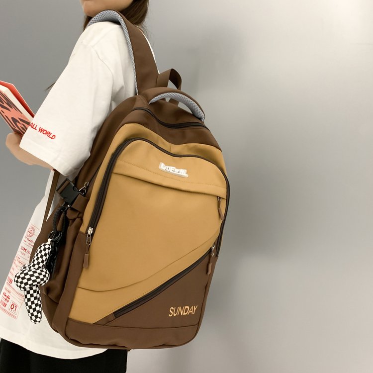 American retro schoolbag female college students new fashion contrasting color backpack ins large capacity couple travel backpack