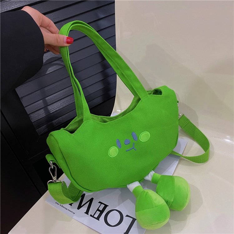 Factory direct sales new fashion canvas bean bag girls fashionable crossbody mobile phone bag small fresh cosmetic bag grab machine