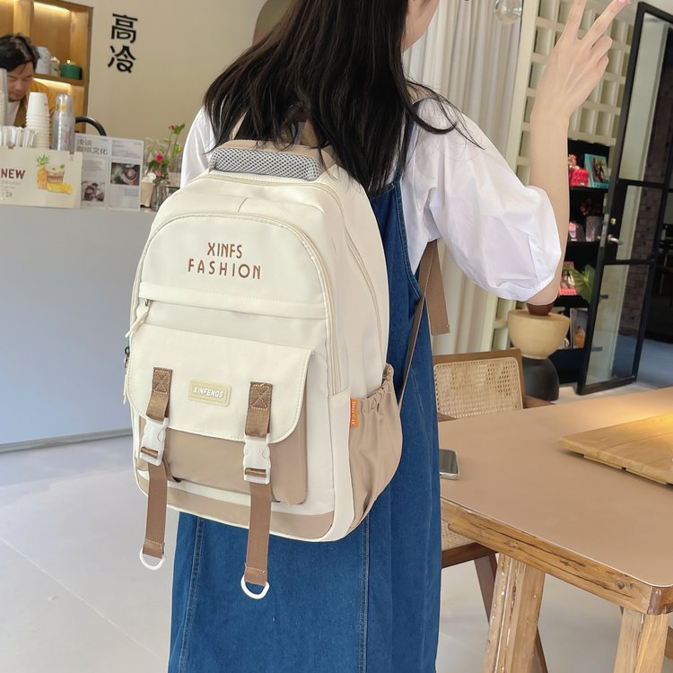 School bag female Korean style high school student backpack multi-compartment color matching primary and secondary school students third to sixth grade backpack