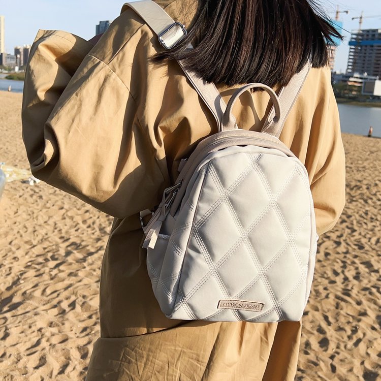 Student schoolbag Korean style fashion simple small fresh college style backpack lightweight rhombus high school student backpack
