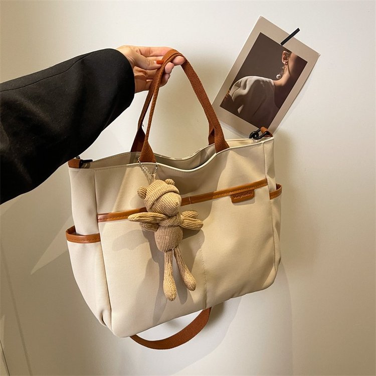 Tote ins niche bag large capacity textured shoulder fashion messenger bag casual canvas school bag female college student