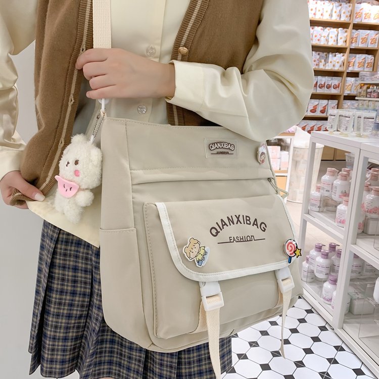 ins versatile college style crossbody bag tutoring bag large capacity tote bag shoulder bag female student class commuting bag
