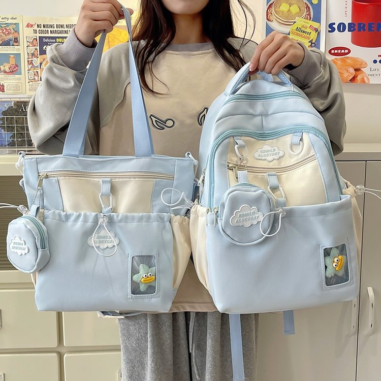 Korean style college style multi-compartment school bag, small fresh, casual, fashionable and versatile backpack, lightweight waterproof and burden-reducing backpack