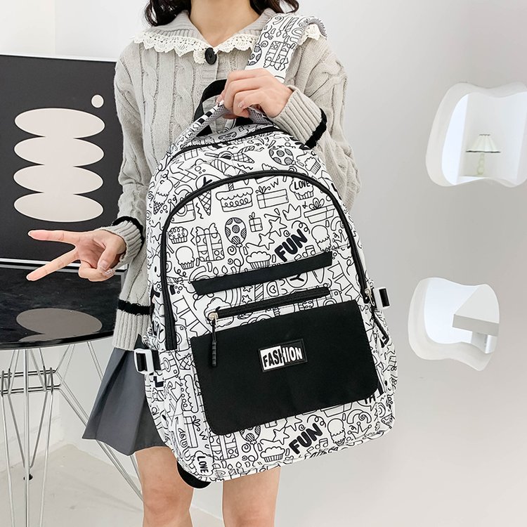 Trendy backpack new style personalized graffiti large capacity middle school student bag trendy cool college student travel backpack women