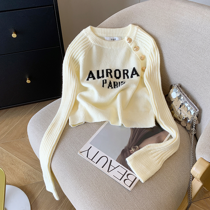 2024 autumn and winter new design Korean style high-end tops knitted sweaters short sweaters for women