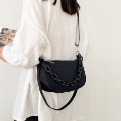 Korean ins style fashionable and personalized acrylic chain armpit bag Japanese simple and versatile casual nylon crossbody bag