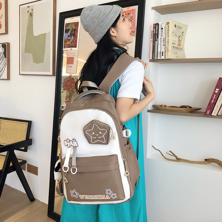 New school bag for women, Korean version, high-end, high school students, junior high school students, campus backpack, large capacity travel backpack, trendy