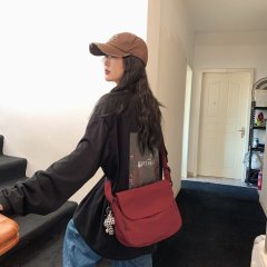 Japanese style ins style simple casual canvas bag, college student commuting to class crossbody bag, women's large capacity messenger bag