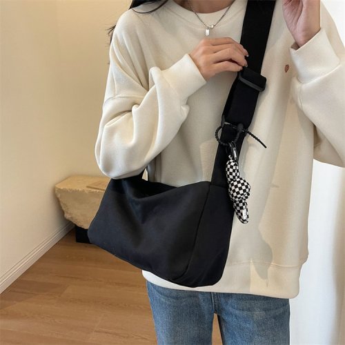 Korean style ins style simple versatile solid color shoulder bag female Japanese style Harajuku unisex retro street style student crossbody bag