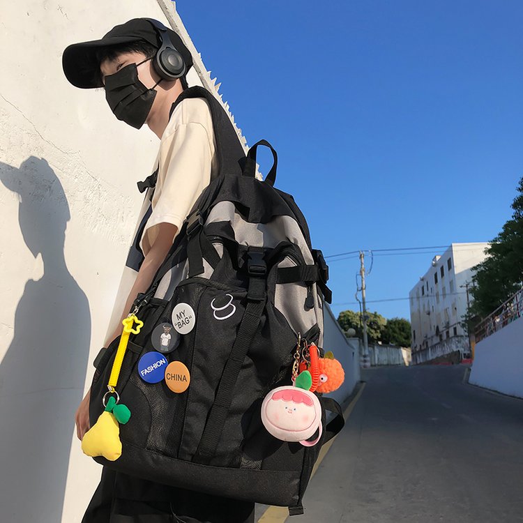 New Hong Kong Style Casual Backpack Large Capacity School Bag Computer Backpack Men's Backpack for College Students