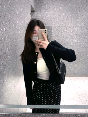 Xiaoxiang style gold button knitted cardigan top jacket for women spring and autumn new style gentle and high-end short knitted sweater