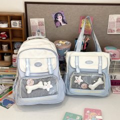 Transparent backpack for women 2024 new style high-value fashionable Ruiying contrasting color nylon school bag junior high school student backpack