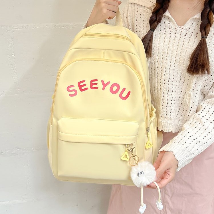 Fashionable Simple Letter Backpack Women's 2024 New Trendy Lightweight Student School Bag Outing Travel Computer Backpack