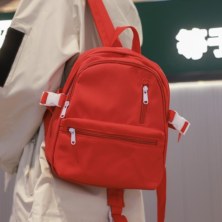 Red small backpack lightweight mini travel small school bag Japanese ins college student casual small backpack for women