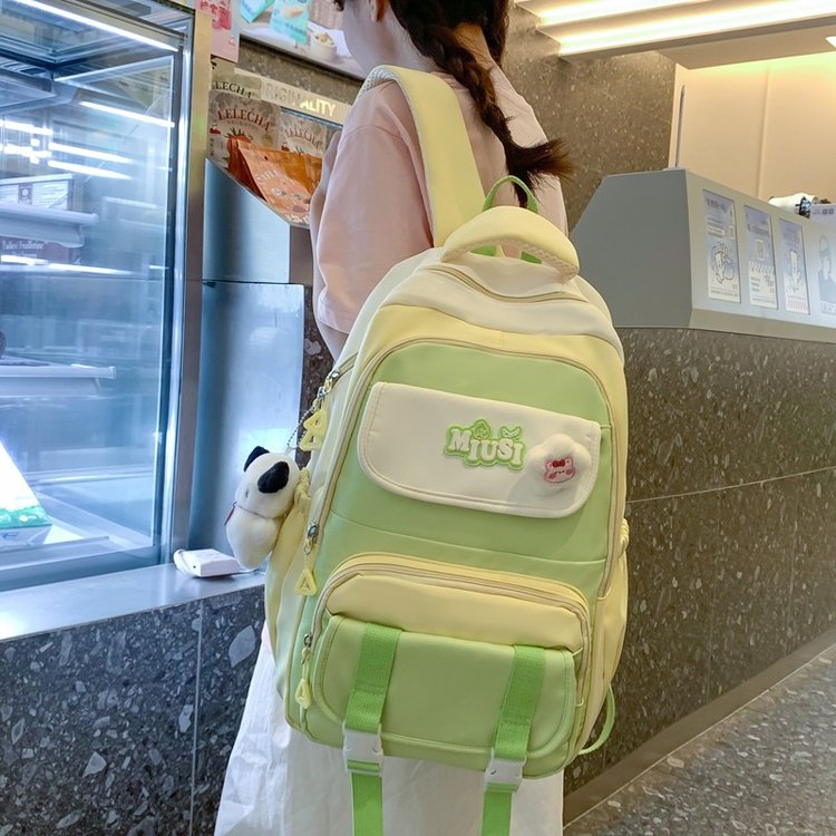 Japanese ins junior high school student high-looking schoolbag small fresh sweet contrasting color versatile backpack forest girl backpack