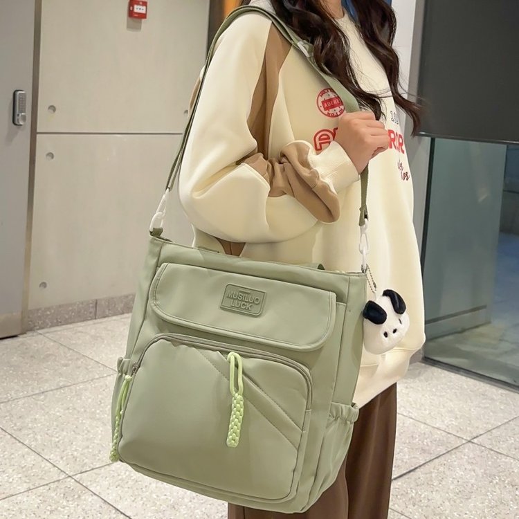 Simple and versatile large-capacity portable shoulder bag, soft girl girl student remedial class, commuting tote bag, cross-body bag