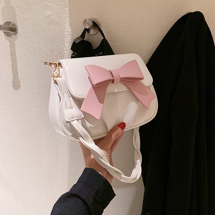 2024 spring new style simple and versatile bow small square bag pleated cloud bag soft one-shoulder crossbody bag for women