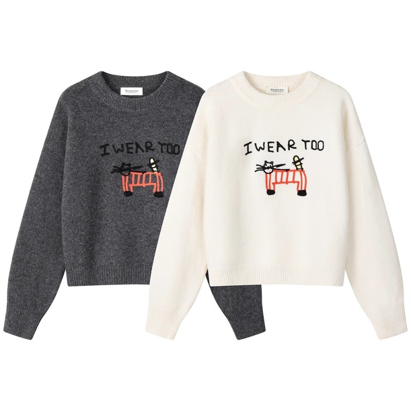 Korean simple and versatile loose sweater for women in autumn and winter, lazy style, round neck, soft and waxy short top, solid color