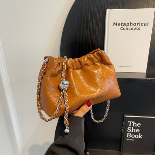 Bags for women 2024 spring and summer new small square bag Korean pleated portable crossbody bag chain armpit cloud shoulder bag