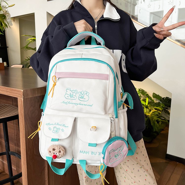 New school bag Japanese style ins high-looking primary school student embroidered backpack large capacity contrasting color middle school student backpack
