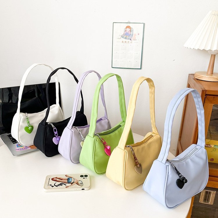Shoulder bag for women Japanese style ins college style small fresh cute casual soft girl girl contrast color love armpit bag