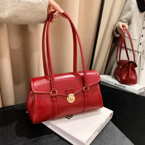Retro high-end underarm document tote bag for women 2024 new fashion simple commuter shoulder bag